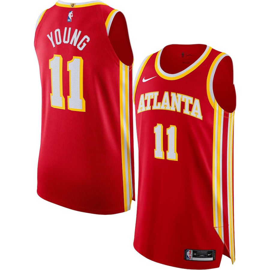 Men Atlanta Hawks #11 Trae Young Nike Red Icon Edition 2022-23 Authentic Player NBA Jersey